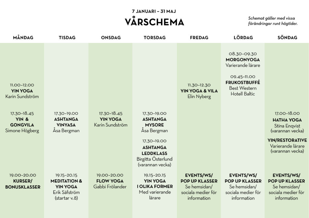vår schema urban yoga